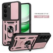 For Realme C71 Case Realme P3 lite Cover Realme C71 4G Magnetic Ring Holder Armor Phone Case Slide Camera Protect Back Cover realme C71 gray