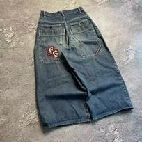 Street Wear American Retro Cleanfit Fashion Print Baggy Jeans Y2K Popular Casual Joker Gothic High Waist Wide-Leg Pants S oranžinė