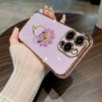 For For Iphone 15 Pro Max  Plating Frame Ring Flash Diamond Holder Stand Phone Case For For Iphone 11 12 13 14 15 16 Plus XR Cover For iPhone 16 white