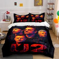 U2 Band Print Bedding Set Black Theme Bedding set (1 duvet cover, 2 pillowcases, duvet not included) 135x200cm