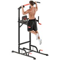 Power Tower Height-Adjustable Dip Station with Pull-Up Bar, Suction Cups, Padded Training Equipment for Home 123 x 98 x 239 cm
