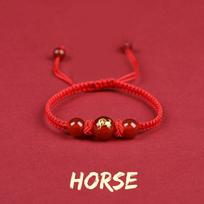 Kinijos zodiako raudona virve pinta apyrankė Naujųjų Metų laimingi papuošalai vyrams Moterims Dovana Horse red