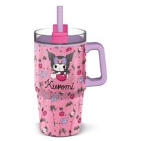 Gertuvė su šiaudeliu KUROMI, rožinės sp., 640 ml