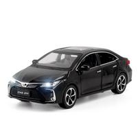 1/32 Metalinis lietas Toyota Corolla automobilio modelis, simuliuojantis garsą ir šviesą, traukiamas vaikų žaislinis automobilis, kolekcijos berniukų gimtadienio dovanoms juoda