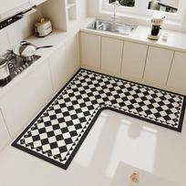 Kilimas virtuvei PVC grindų kilimėlis L formos kilimėlis Minkštas diatominės žemės sugeriantis pėdų kilimėliai Neslystantis vandens sugeriantis Namų dekoras 80x80x40cm beige