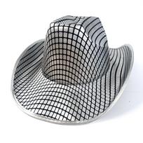 Bronzing Cloth Gold Plaid Western Cowboy Hat Ballroom Style Silver Halloween Hat Men'S And Women'S Top Hats M（56-58cm） auksas