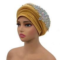 Luxury Rhinestone Turban Hat For Women African Wrap Head Headgear Nigeria Auto Gele Headtie Turbante Mujer