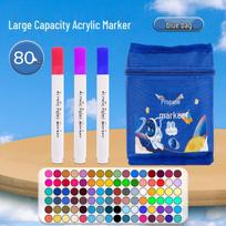 Waterproof Children's Acrylic Marker Pen - Fine Tip, Washable, Color-Resistant, Perfect for DIY Hand-Painted Art Single-head triangular barrel blue bag