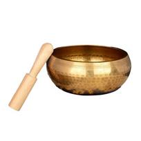 Rankų darbo skambantis dubuo, žalvario tekstūros, garso terapijos dubuo meditacijai, jogai ir garso terapijai, su giliu, rezonuojančiu tonu 8cm beige