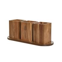 Kitchen Utensil Crock Solid Acacia Wood, Countertop Holder for Cooking Tools & Pens, Multipurpose Desktop Organizer Caddy