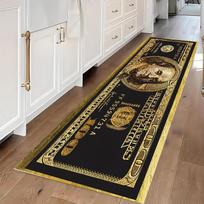 Prabangus Juodo Aukso Dolerio Ilgas Bėgimo Kilimas Išskirtinė Kutų Detalė Minkštas Plaunamas Neslystantis Kilimėlis Koridoriui 40X120CM black