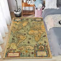 Vintage World Map Area Rug Kids Play Mat Non-Slip Washable Floor Mat Doormat Nautical Print Retro Adventure Carpet for Bedroom 40x60cm