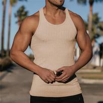 Summer Men Vest Gym Top berankoviai marškinėliai Fitness Sportinė liemenė M chaki