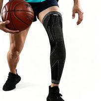1 vnt. viso kojos įtvarai, ilgi kompresiniai kojų įtvarai, kelių įtvarai, apsaugo koją, vyrams, moterims, krepšiniui, artritui, dviračių sportui M juoda