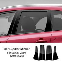 Interjero lipdukų rinkinys Suzuki Vitara MK4 2015-2025 - Blizgus juodas/Anglies pluošto durų statramsčio apdailos dangtelis glossy black juoda