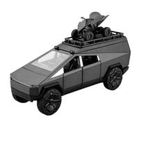 1/24 Tesla Cybertruck Metalinis lietas automobilio modelis Simuliacija Garsas Šviesa Amortizuojantis Pikapas Žaislas Berniuko Dovana Helovino Dovana juoda