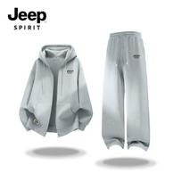 JEEP SPIRIT Men's Hooded Casual Jacket & Pants Set M