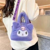 1pc Sanrio Bag Kawaii Kuromi Cinnamoroll My Melody Cartoon Anime Plush Handbag Cosmetic Bag Travel Storage Bag Women Girl Gifts gray