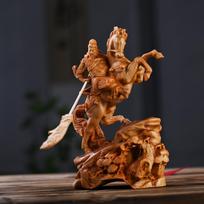 Cliff Cypress Carving Statue Of Guan Gong God Of Wealth Guan Yu Home Living Room Office Desktop Decoration Holiday Gifts