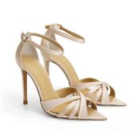 Fashion Brand Fashion Fish Mouth Metal Ring Fine Heel Sandals  European American Ankle Strap Banquet Simple High-heeled Shoes Size 34-45 35