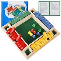 1Pc Wooden Board Game Portable Educational Shut The Box Dice Game 4-6 Players Fun Family Dice Game for Family Home Party and Bar red