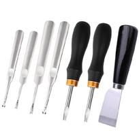 7Pcs Leather Skiver Beveler Tool Wood Handle Leather Cutting Trimmer Tool for Leather Wallet Belt Bag, Leather Working 1