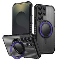 360° besisukantis žiedas Karinio lygio magnetinis dėklas, skirtas Samsung S25 S23 S24 FE S22 Ultra Plus S25 Edge A54 A34 A14 Šarvuotas dangtelis Galaxy S23 violetinė