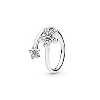 Pandora paprastas ramunės žiedas su deimantais moteriški žiedai sidabrinis 191038CZ 4.5 gray