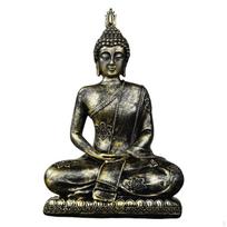 Buddha Statue Sitting Figurine Resin Sculpture Meditation Ornament Collectible for Desk Shelf bronza