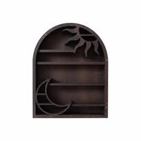 Wooden Material Wood Storage Shelf Crescent Sun Design Bohemian Style Crystal Shelf Vintage Style Moon Design Wall Shelf juoda