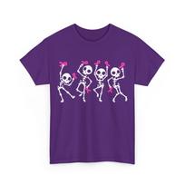 Breast Cancer Pink Ribbon Awareness Tshirt, Dancing Skeleton Breast Cancer Shirt S įvairiaspalvis