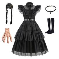 Vaikai Trečiadienis Addams suknelė Helovino kostiumai Suknelė Cosplay vakarėlio kostiumas 110cm