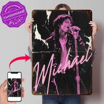 Michael Jackson Performing Live D Texture Printed Poster Custom Vintage Metal Tin Plate Sign for Wall Art Funny Signs House 20x30cm（7.8x11.8inch）