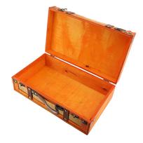 Vintažinis lagaminas 34x20x11cm Medinis vintažinis bagažo skrynia Antikvarinė saugojimo skrynia orange