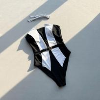 Seksualus moteriškas vientisas maudymosi kostiumas Maudymosi apranga Moteriškas mozaikinis bikinis Monokinis Maudymosi kostiumas Maudymosi kostiumas Paplūdimio apranga S juoda