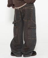 Xtonz Xp323 Mud Wash Carpenter Baggy Denim Pants (Black) Black/L