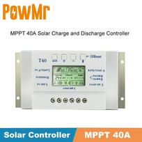 20/30/40/60/80A 12V/24V LCD MPPT Solar Panel Regulator Charge Controller 3 Timer T40 gray