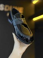 Nightclub spirit guy trendy shoes Doudou shoes men's fashion patent leather shoes European station casual breathable one pedal loafers 38