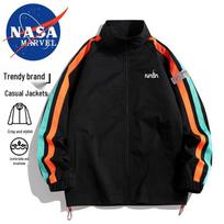 NASA MARVEL Men's Striped Stand Collar Baseball Jacket 3XL