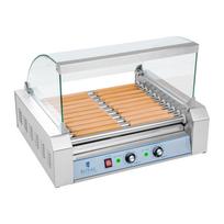 Roller grill with cover, roller grill, sausage warmer, 11 rolls