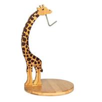 Banana Holder Stand Wood Giraffe with Stainless Steel Hook Giraffe Design Bananas Hanger Fruit Keeper for Kitchen Counter under Cabinet Giraffe