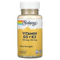 Solaray Vitamin D3 + K2 Soy-Free Veggie Capsules, 60 Count 60 pcs - 1 ea