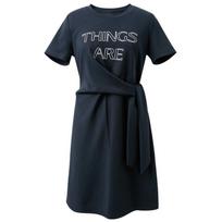Sancai Plus Size Embroidered Short-Sleeve A-Line Midi Dress M tamsiai mėlyna spalva