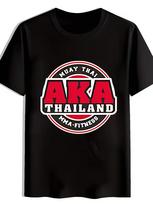Men's Muay Thai MMA Kickboxing Gym T-Shirt with AKA Thailand Official Thai Boxing Logo - Breathable Training Tee Suitable for Combat Sports S