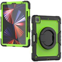 for iPad Pro 12.9'', Military Grade Shockproof Protective Silicone Cover 360 Folding Handle Grip + Handle Shoulder Strap iPad Pro 12.9 2018 green