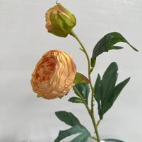 Artificial Peony Flower Head with Scorched Edge - Rich Peony Bouquet for Living Room Decoration brown