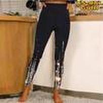 Moteriški Auksinio deimantų raštai Stretch Yoga Antblauzdžiai Fitnesas Bėgimas Gym Sportinės Aktyvios Kelnės 2XL black