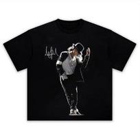 Vintage Glitter Glove Michael Jackson T-Shirt Premium Crew Neck Short Sleeve High Street Music Legend Tribute Graphic Top M gray