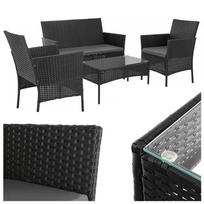 Sodo baldų komplektas Gardlov 26908 su sofa, 2 foteliais ir stalu, juodas