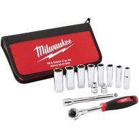 Milwaukee Tradesman 12vnt 3/8" reketų ir muciņų rinkinys, 4932501196, metrinis, chromuotas, kompaktiškas